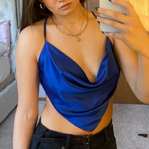 Blue silk top